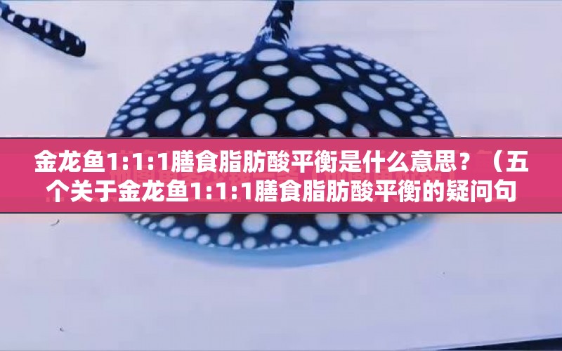 金龍魚1:1:1膳食脂肪酸平衡是什么意思？（五個(gè)關(guān)于金龍魚1:1:1膳食脂肪酸平衡的疑問句） 水族問答 第1張