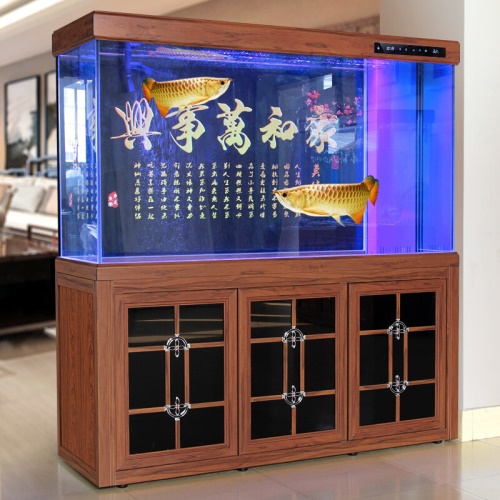 歐庭龍魚缸水族箱超白木紋家用客廳生態(tài)金魚缸大型底過濾免換水 魚缸/水族箱 第7張