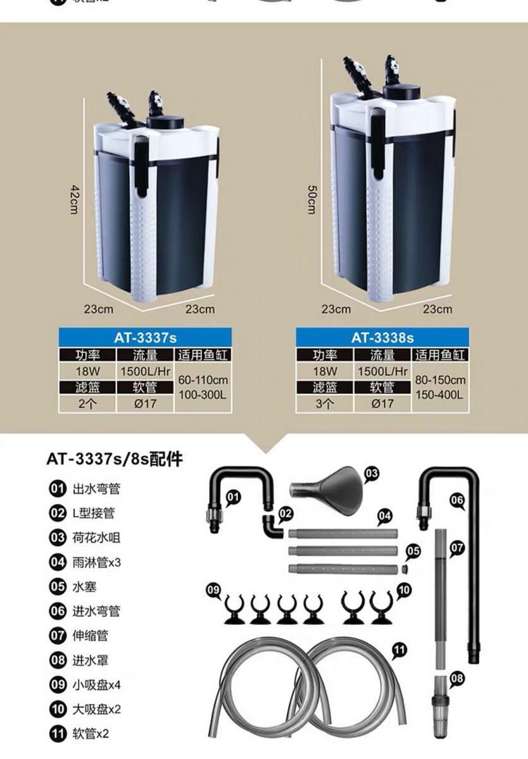 新款創(chuàng)星過濾桶AT3336SAT3337SAT3338SAT3339S魚缸外置過濾器 紅老虎魚 第48張