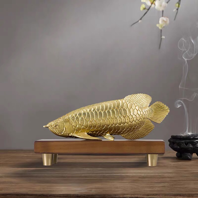 亞洲龍魚(yú)銅金擺件工藝品