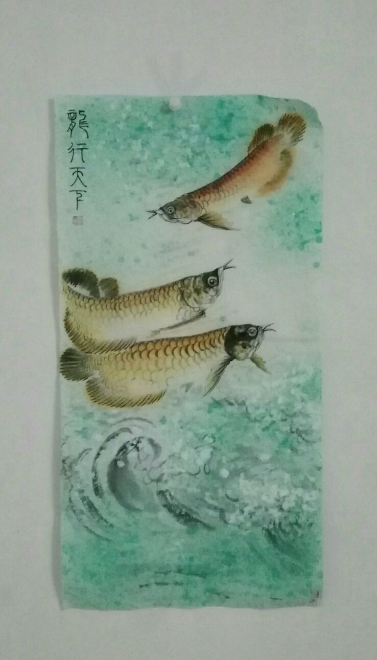 我畫的國畫金龍魚，宣紙作畫，可裝裱。