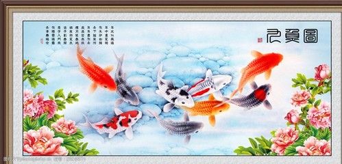 九龍魚國畫：九龍魚國畫寓意著“九如”有所關(guān)聯(lián)，每一條魚都代表其中一“如” 龍魚百科 第1張