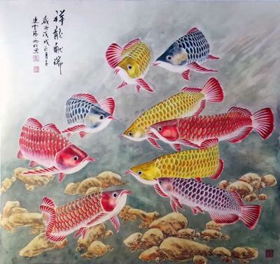 名家畫金龍魚的作品欣賞：名家畫《金龍魚》作品欣賞 龍魚百科 第3張