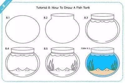 魚缸圖片簡筆畫可愛（可愛的魚缸簡筆畫）