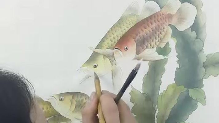 金龍魚 工筆畫（工筆畫金龍魚工筆畫的基本步驟，金龍魚工筆畫的基本步驟） 龍魚百科 第5張