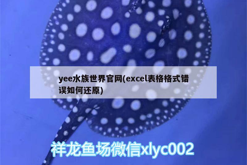 yee水族世界官網(wǎng)(excel表格格式錯(cuò)誤如何還原)